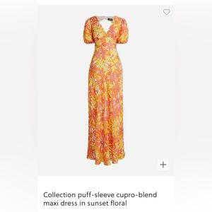 J. Crew Collection puff-sleeve cupro-blend maxi dress in sunset floral